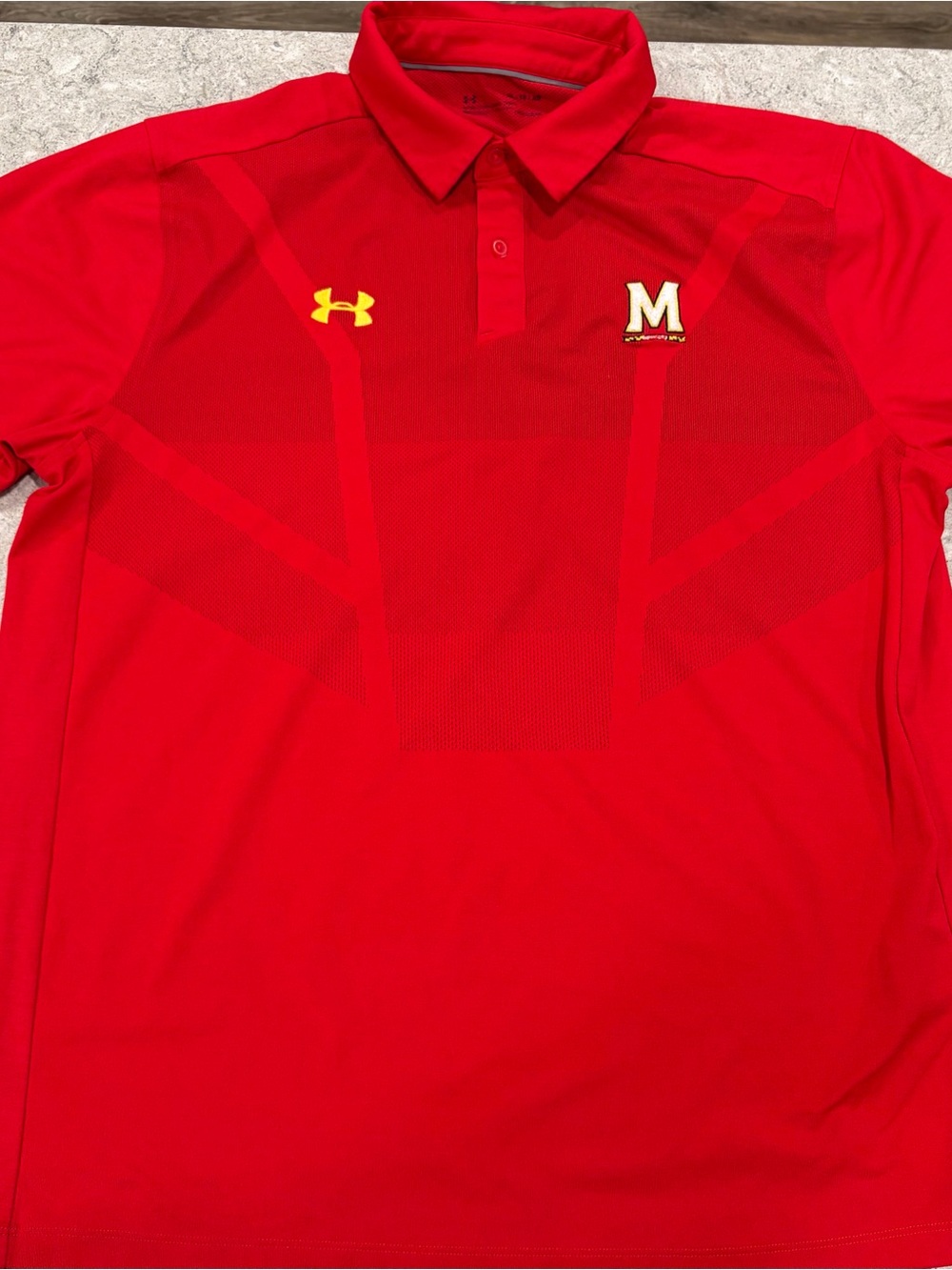 Under Armour Heat Gear Men’s Red Polo with Maryland 'M' Logo-XL